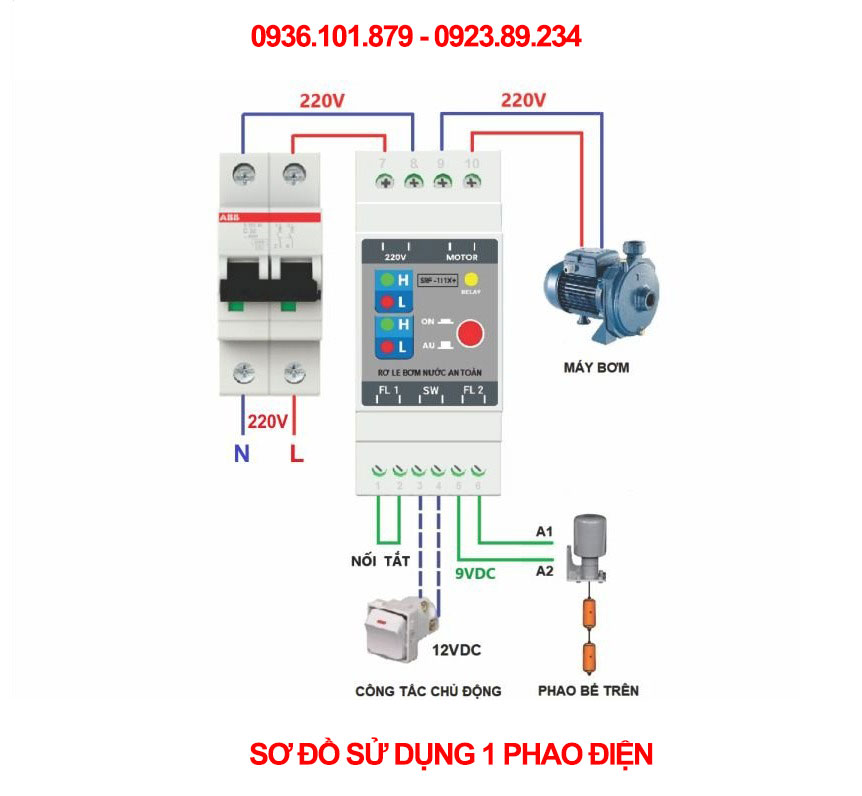 Rờ le phao điện đa năng sử dụng 1 phao điện