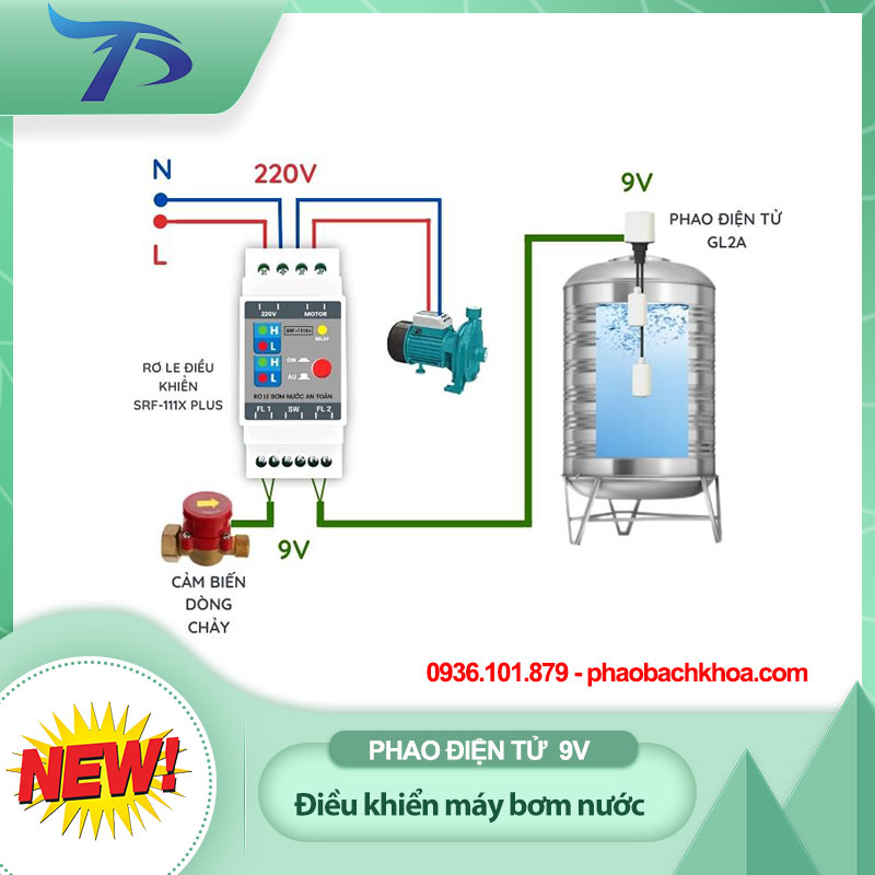 Lắp đặt phao điện tử bồn nước 9V