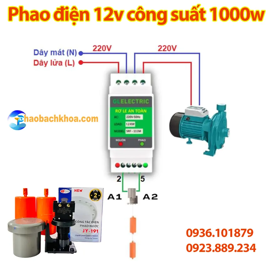 Bộ phao điện 12V Công suất 1000w