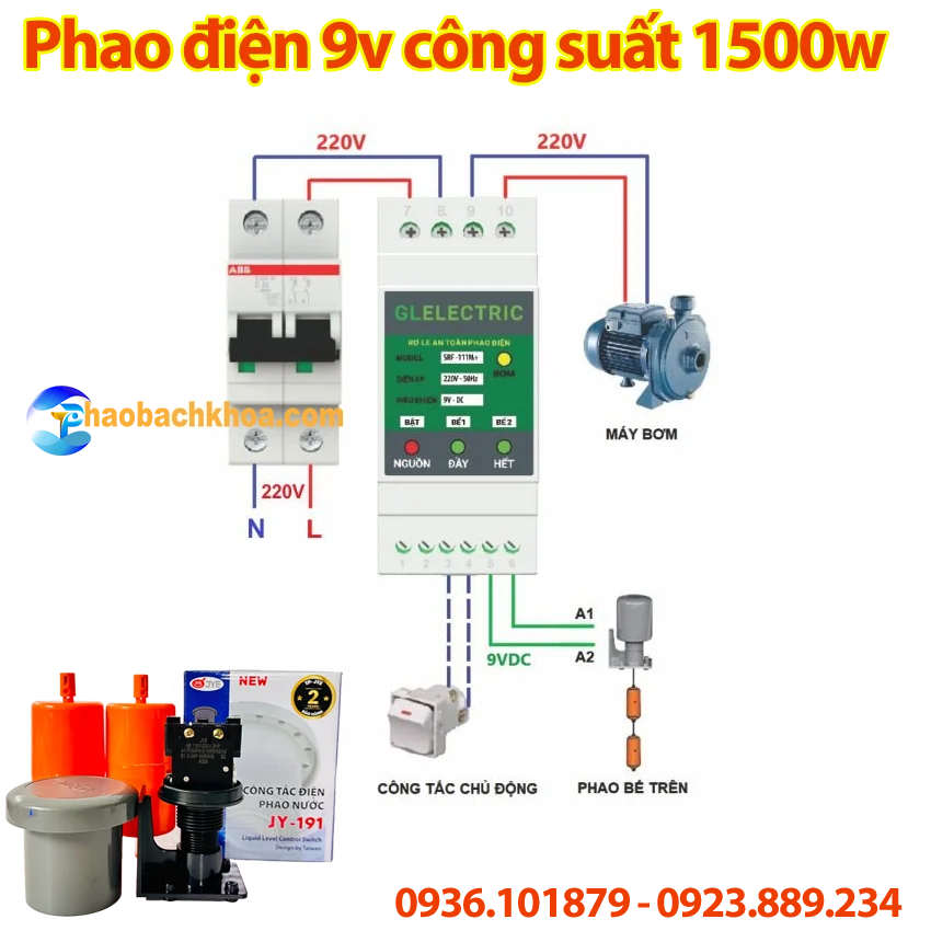 Bộ phao điện 9V công suất 1500W