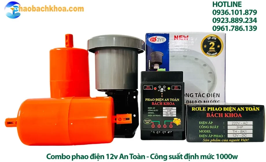 Combo phao điện an toàn 12V Bách Khoa - Công suất Định Mức 1000w