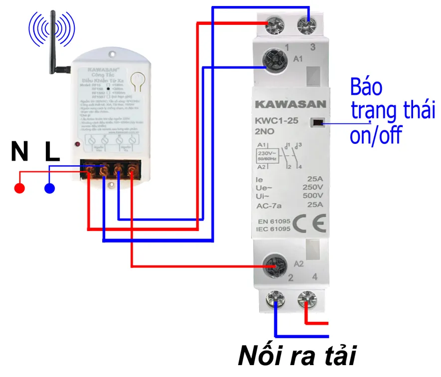 Sơ đồ lắp đặt khởi động từ KWC1 25A