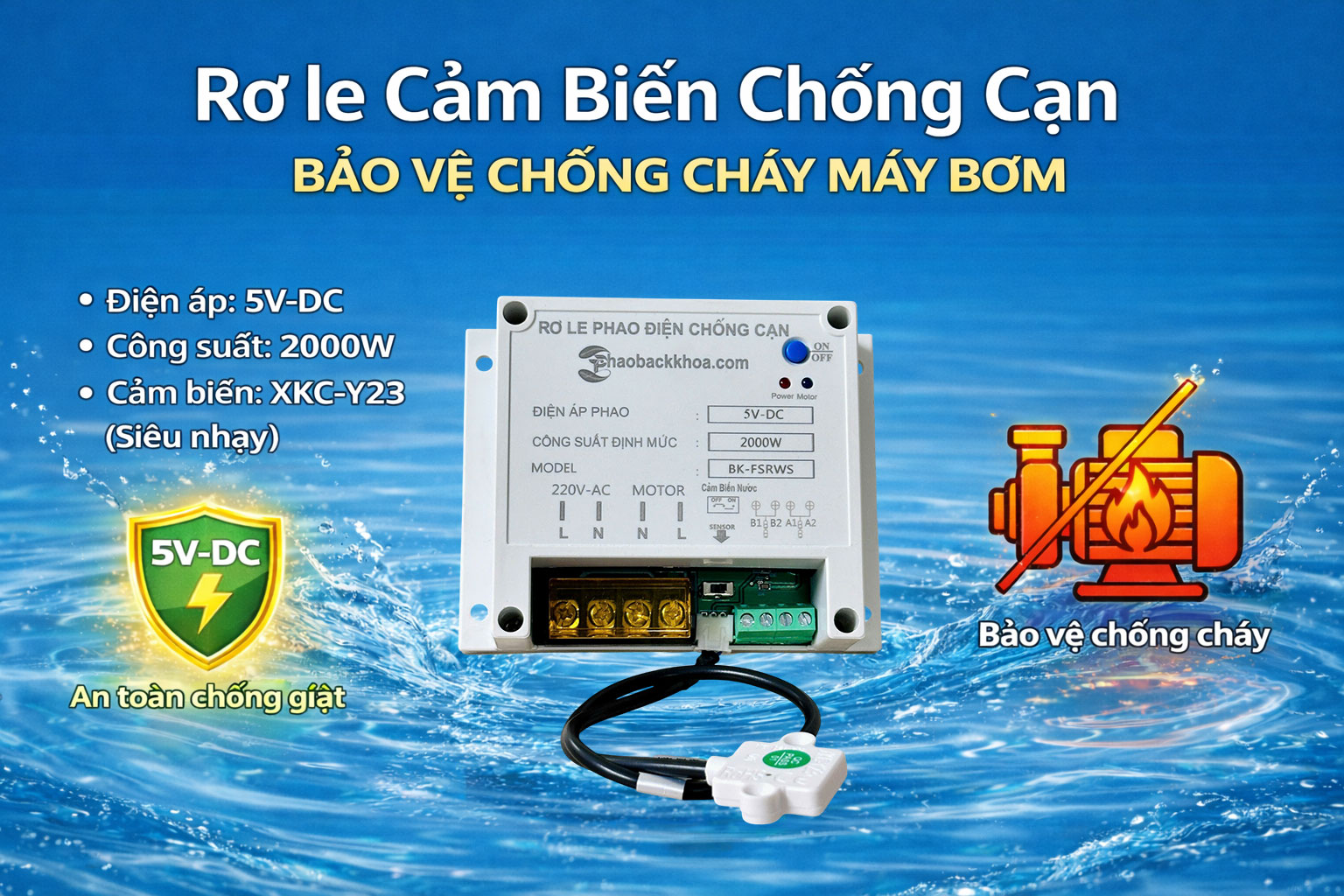 Rơ Le Chống Cạn Cảm Biến Nước 5V-DC Bảo vệ máy bơm 1 Rơ le cảm biến chống cạn bảo vệ bơm